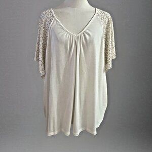 Cable & Gauge Womens Champagne Sequin Top Sz 2X Kimono Sleeve Party Holiday NWT